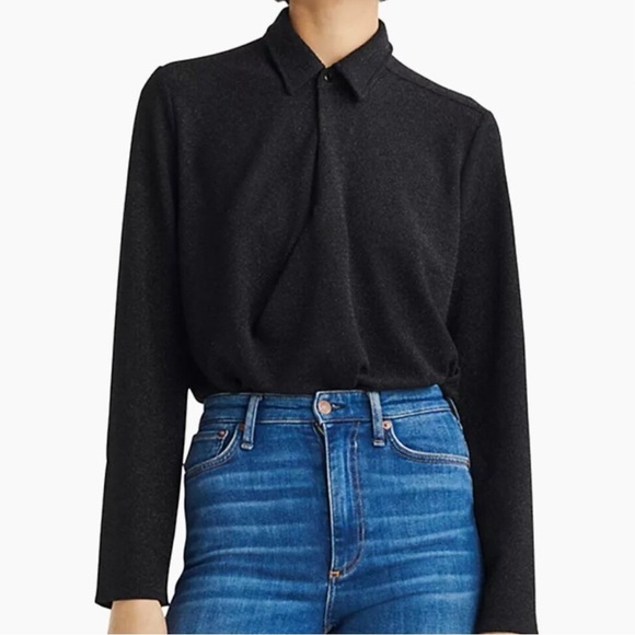 NEW Rag & Bone Lilith Metallic Blouse Top in Black - Size S - Picture 5 of 11